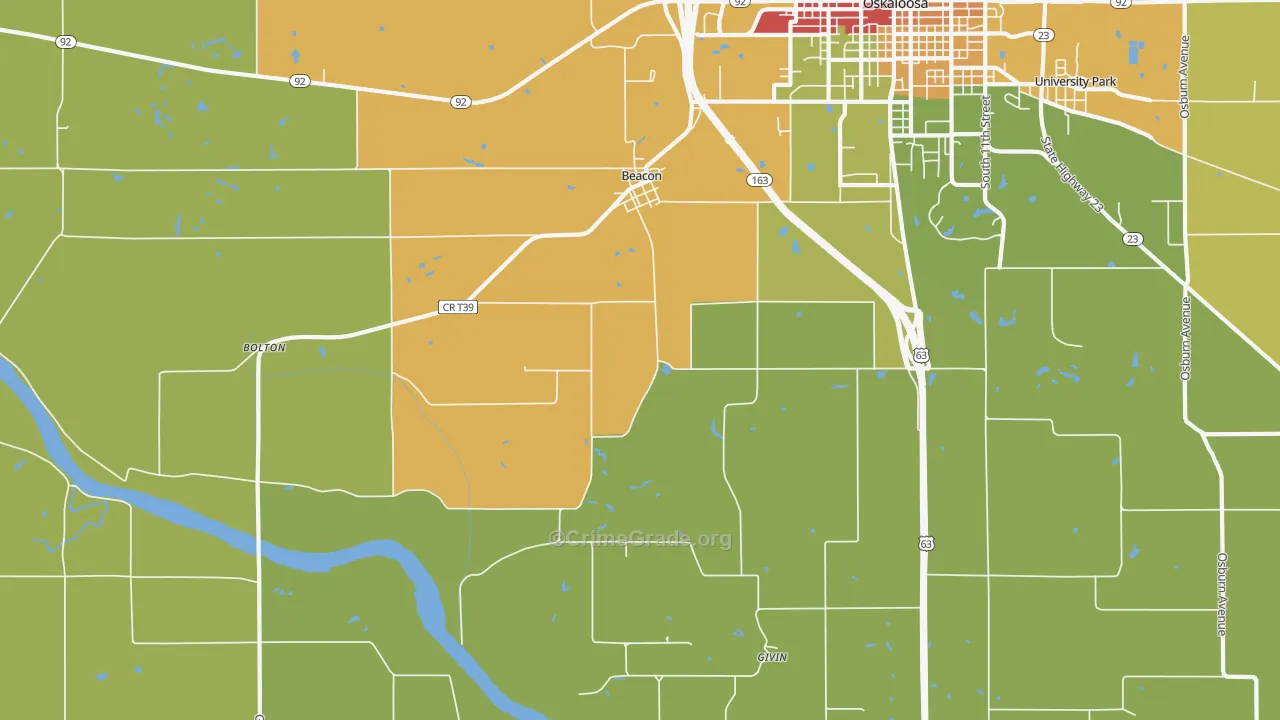 Beacon, IA Map of Vandalism Rates