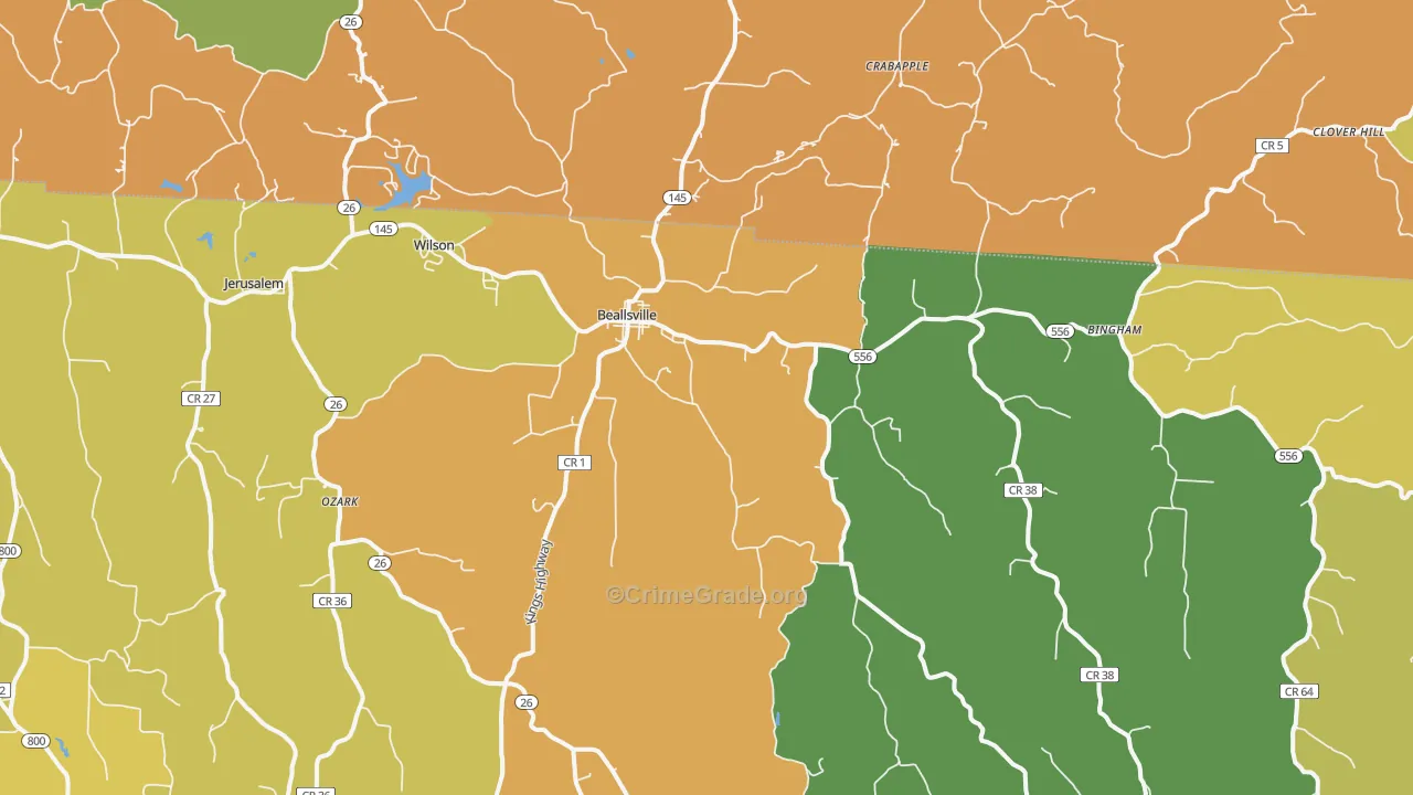 Beallsville, OH Map of Vandalism Rates