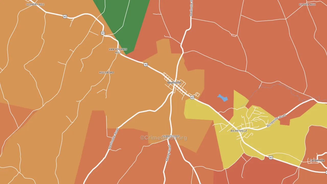 Beallsville, PA Map of Vandalism Rates