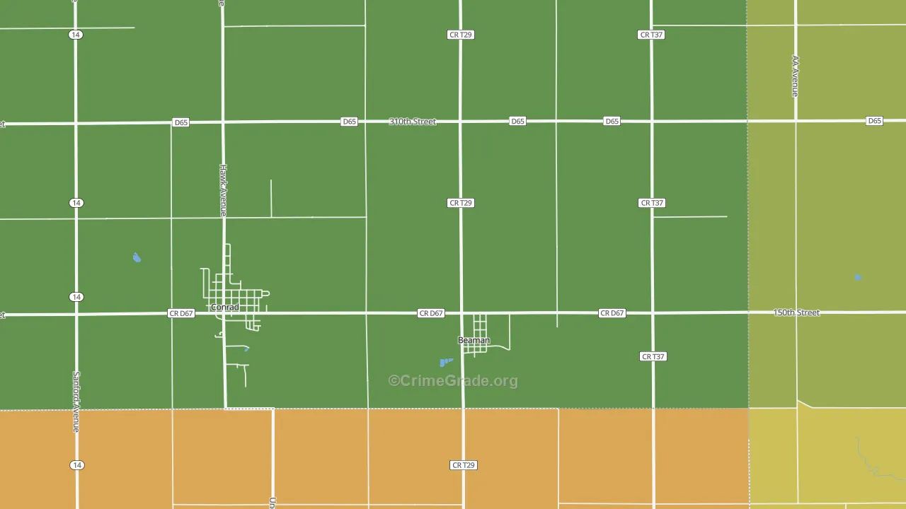 Beaman, IA Map of Vandalism Rates