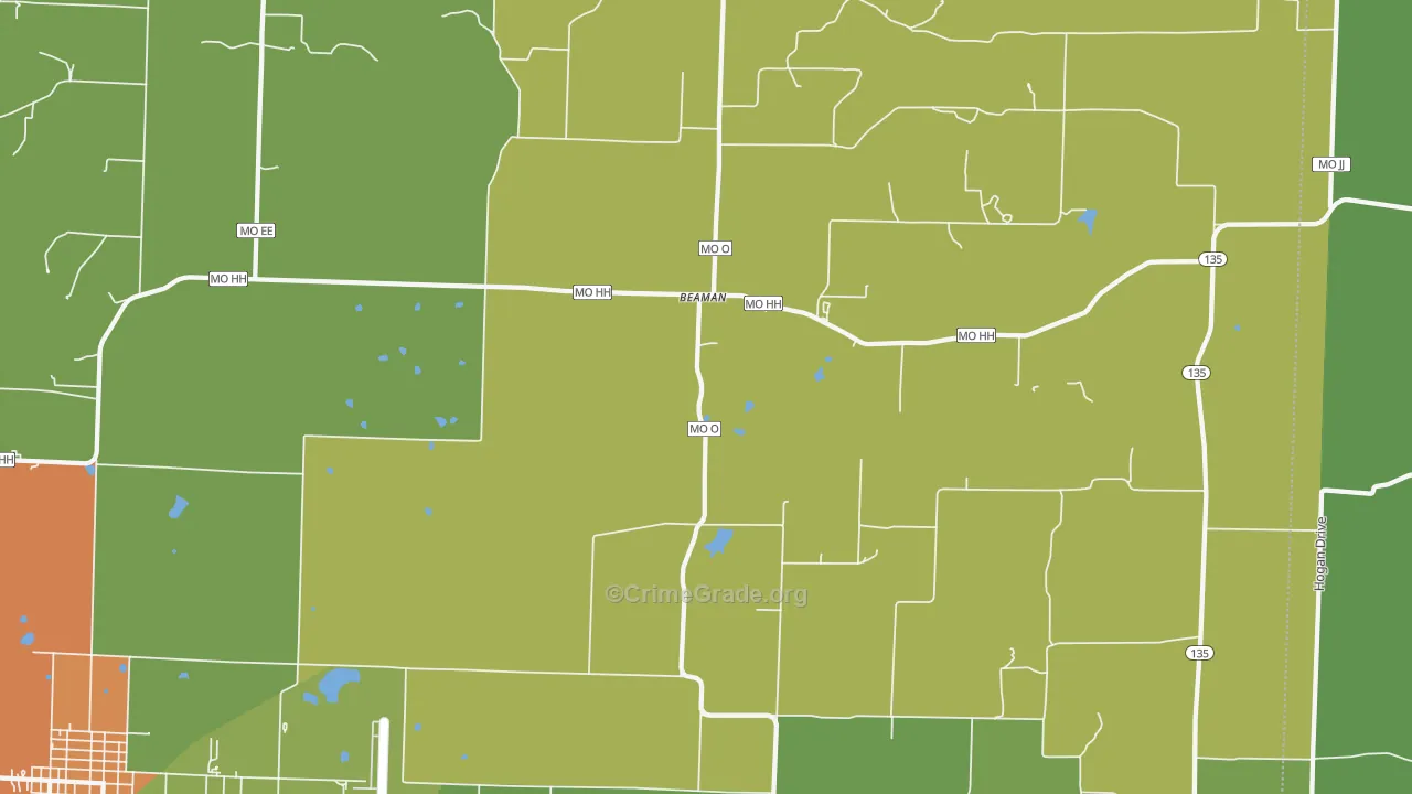Beaman, MO Map of Vandalism Rates