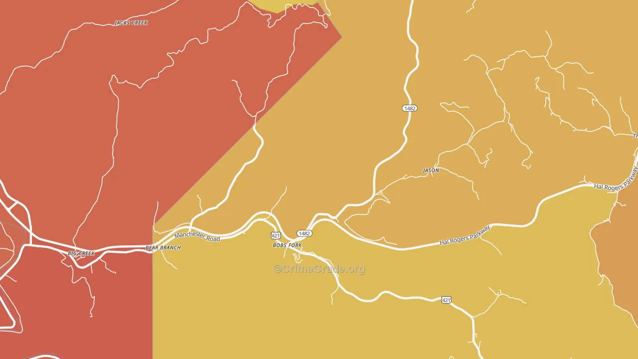 Bear Branch, KY Map of Vandalism Rates