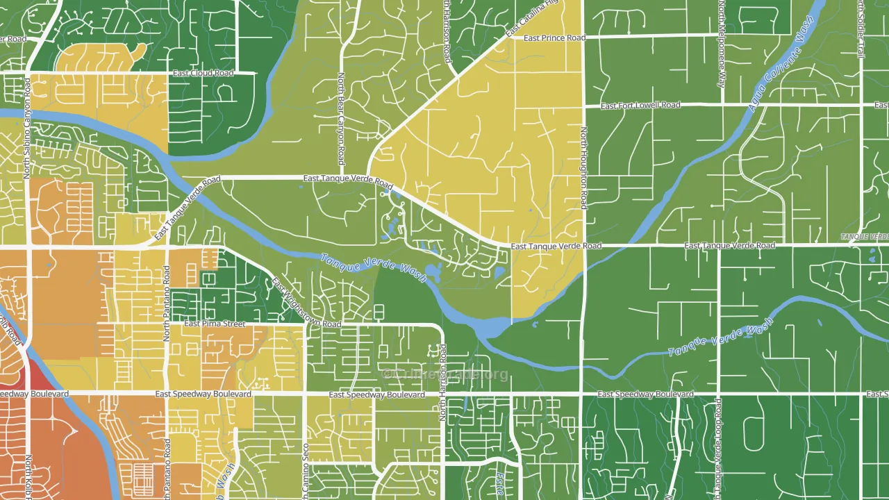 Bear Canyon, Tucson, AZ Map of Vandalism Rates