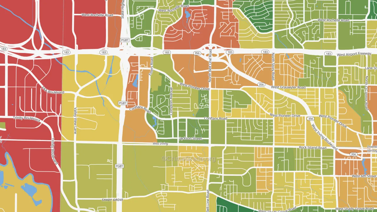 Bear Creek, Irving, TX Map of Vandalism Rates
