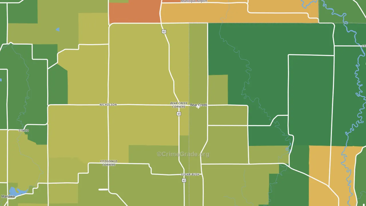 Bear Creek, WI Map of Vandalism Rates