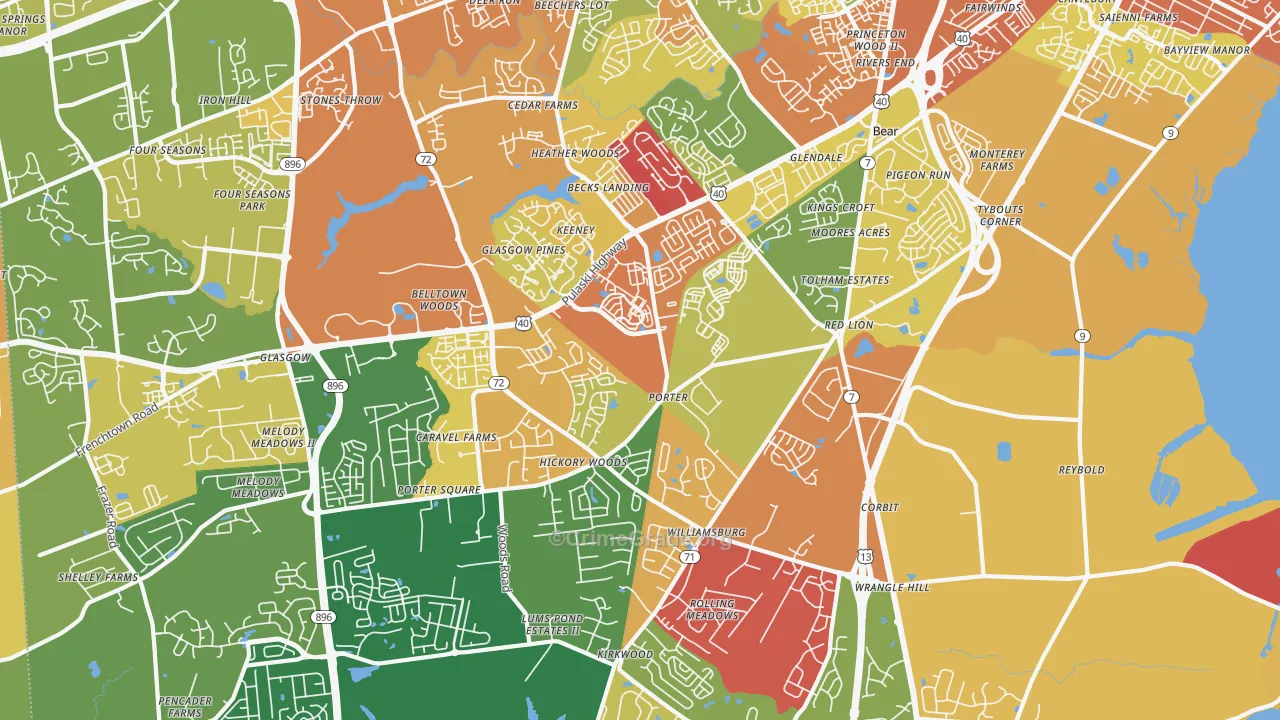 Bear, DE Map of Vandalism Rates