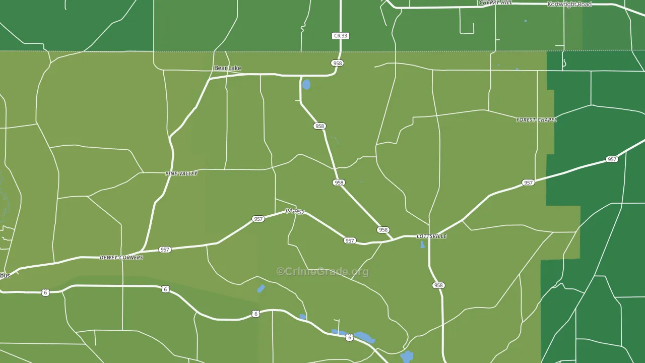 Bear Lake, PA Map of Vandalism Rates