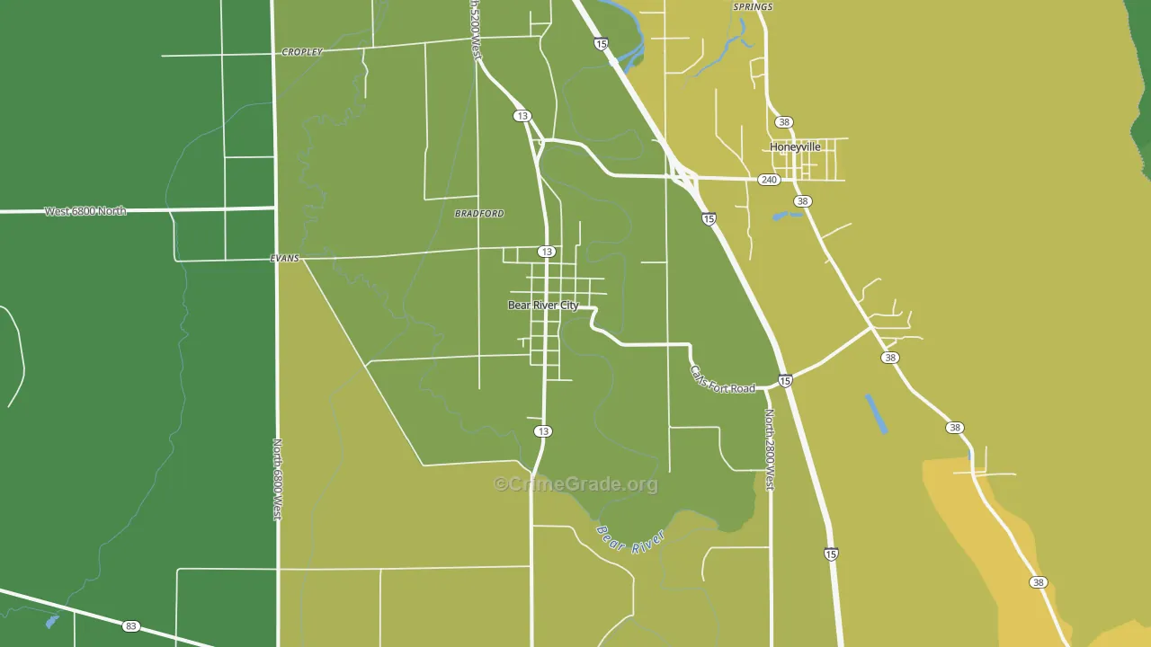 Bear River City, UT Map of Vandalism Rates