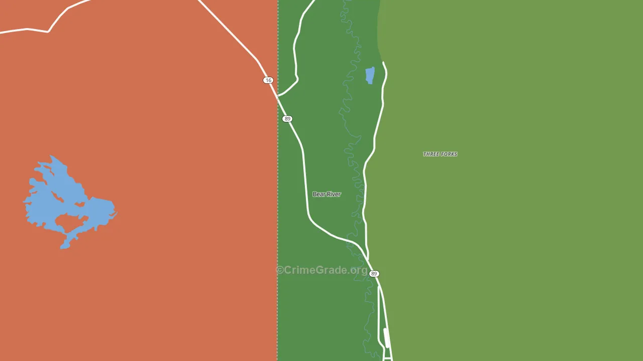 Bear River, WY Map of Vandalism Rates
