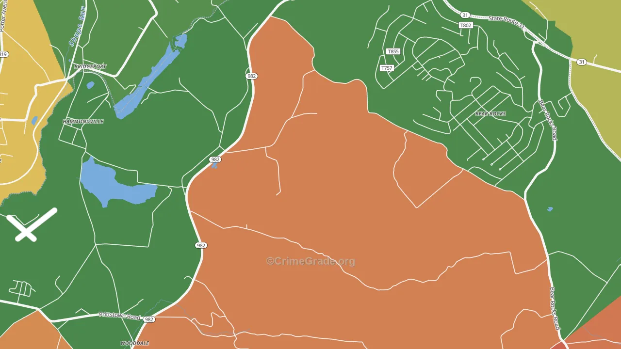 Bear Rocks, PA Map of Vandalism Rates