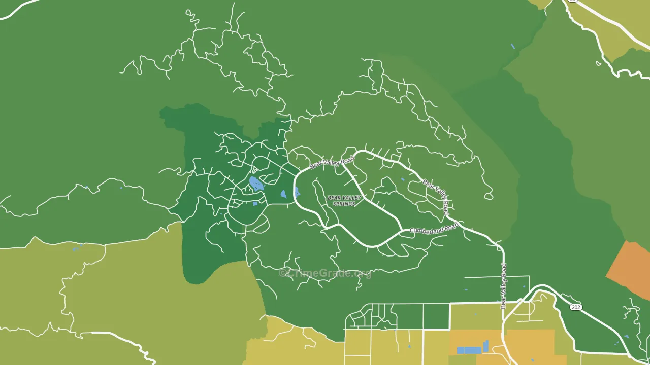 Bear Valley Springs, CA Map of Vandalism Rates
