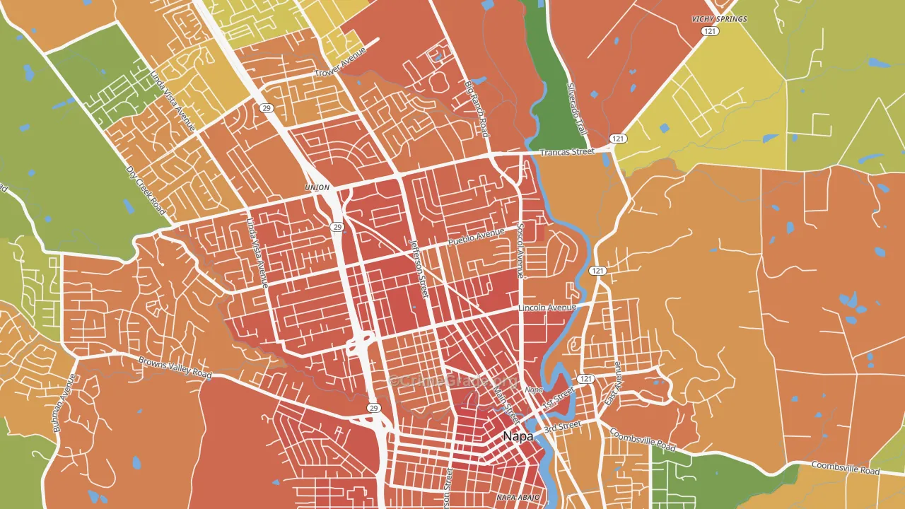 Beard, Napa, CA Map of Vandalism Rates