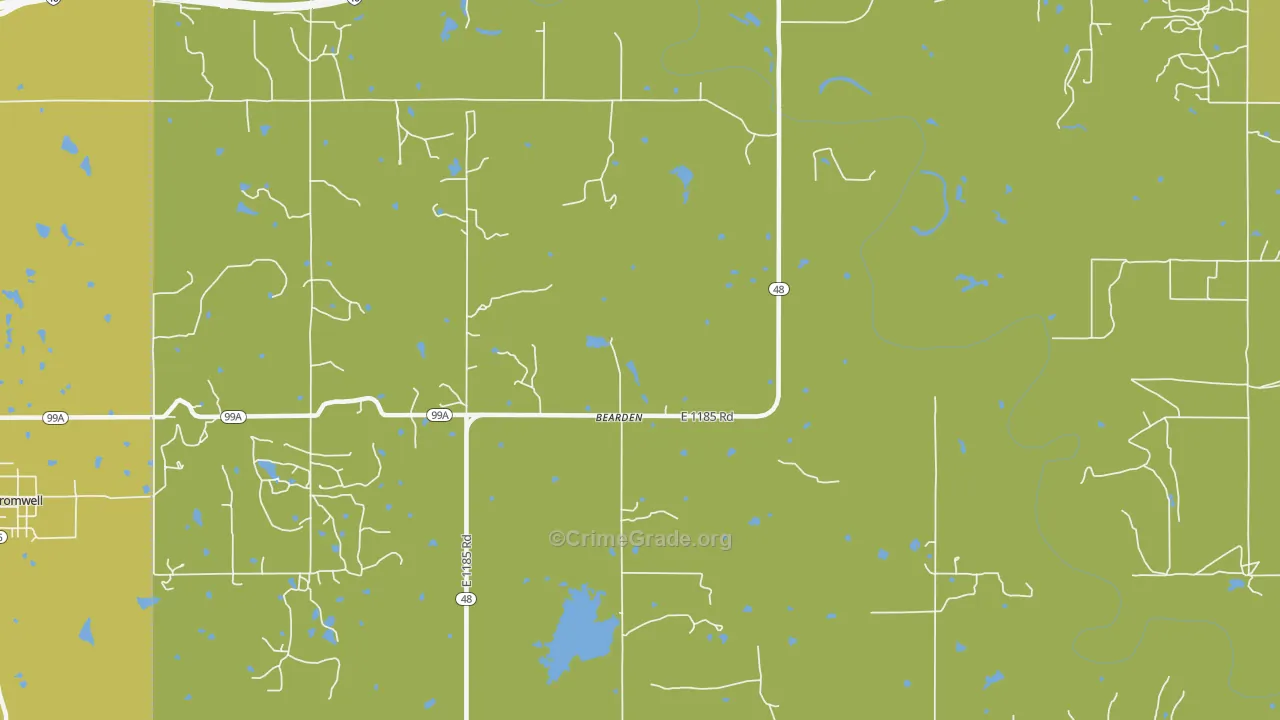 Bearden, OK Map of Vandalism Rates