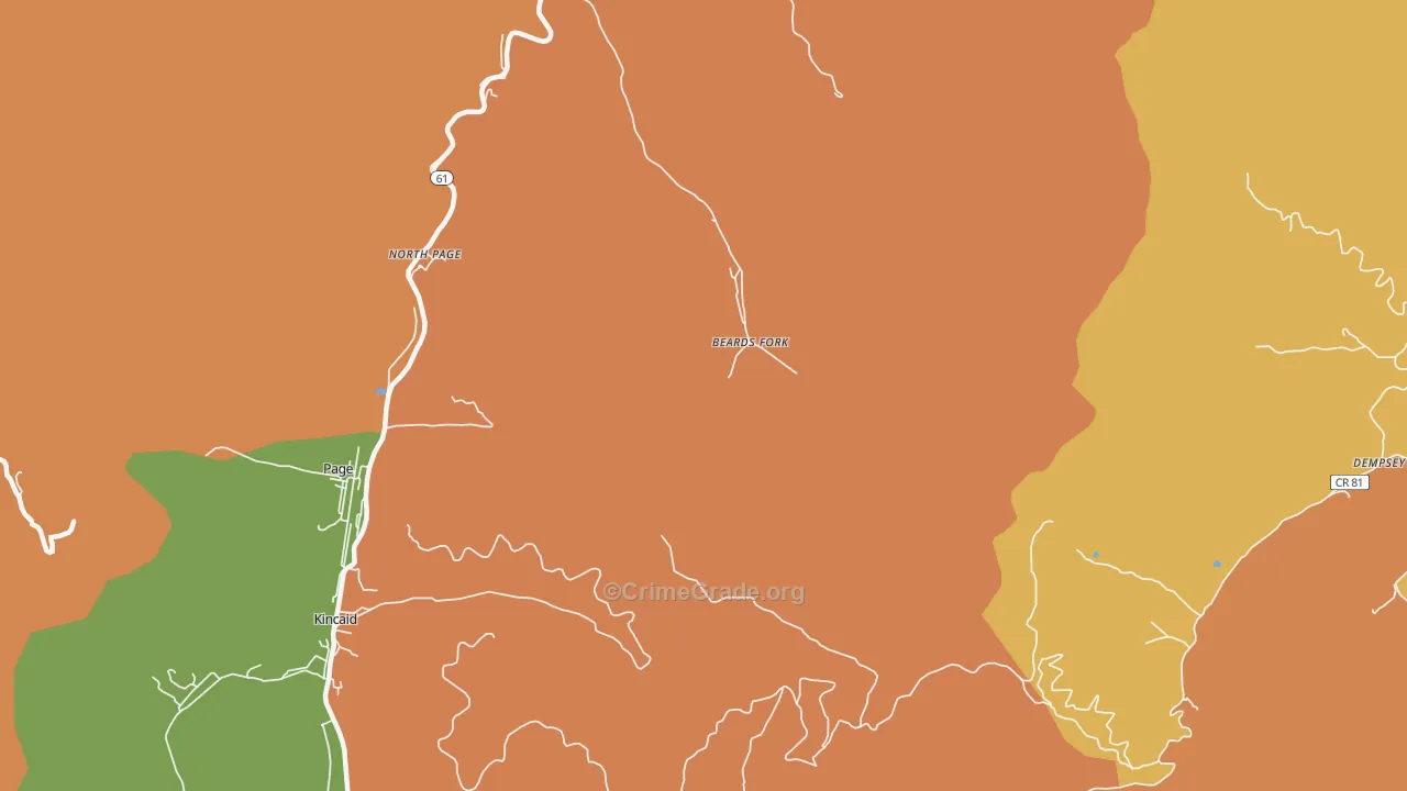 Beards Fork, WV Map of Vandalism Rates