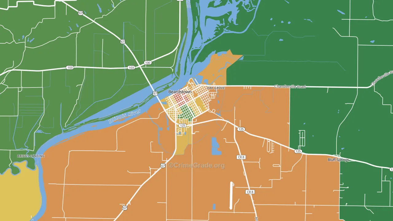 Beardstown, IL Map of Vandalism Rates