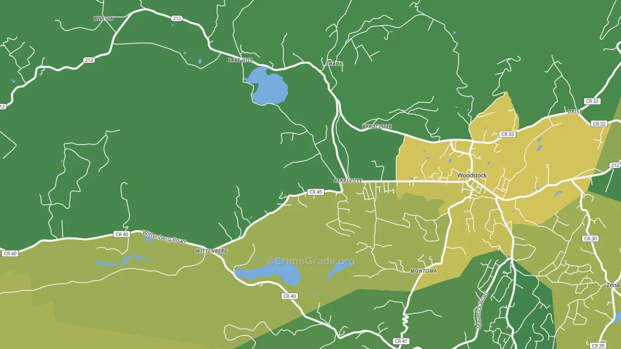 Bearsville, NY Map of Vandalism Rates