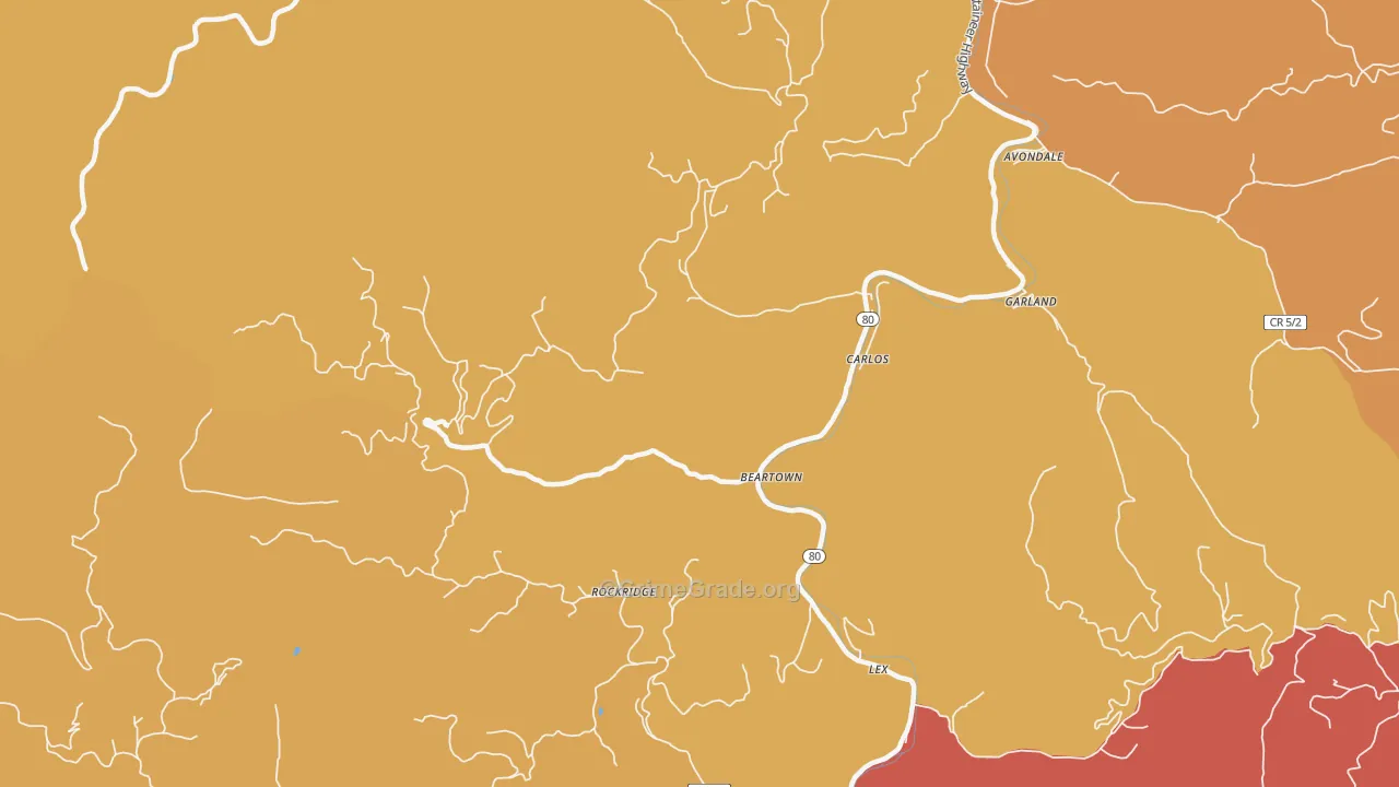Beartown, WV Map of Vandalism Rates