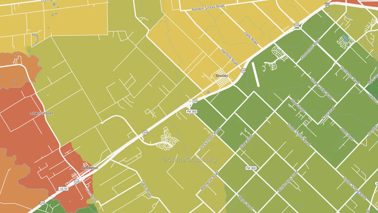 Beasley, TX Map of Vandalism Rates