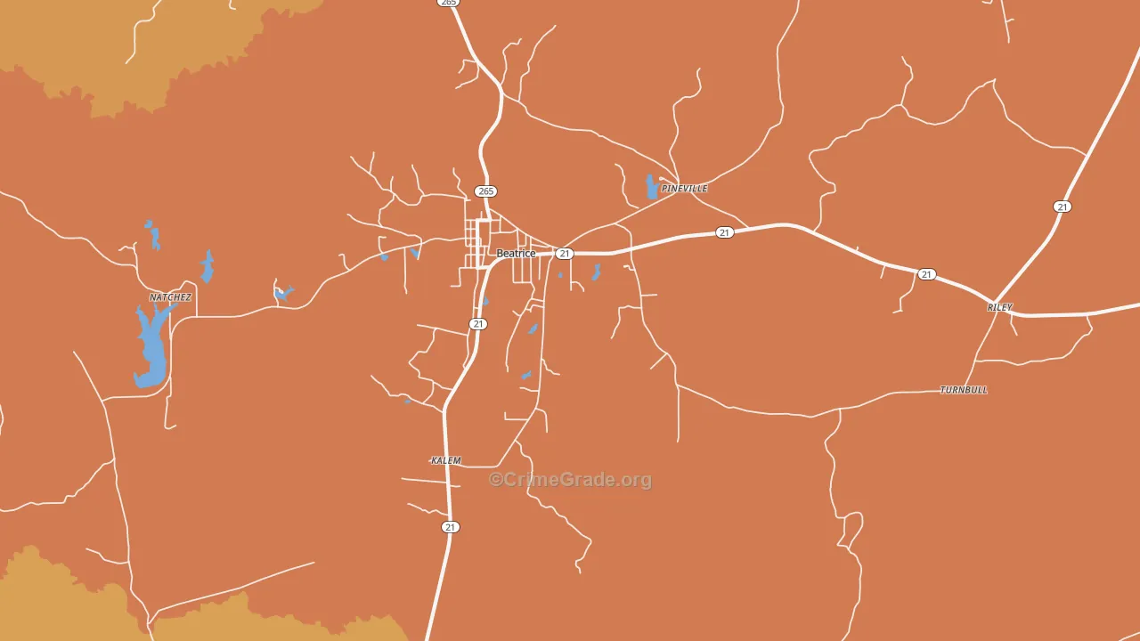 Beatrice, AL Map of Vandalism Rates