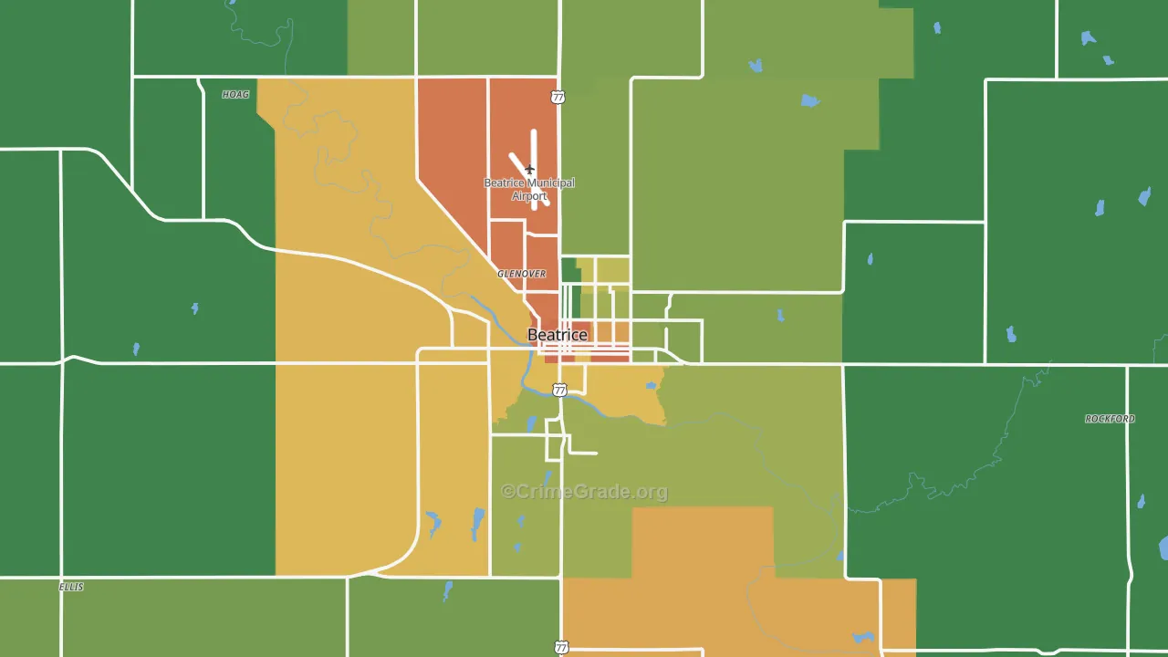 Beatrice, NE Map of Vandalism Rates