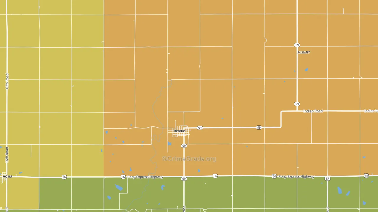 Beattie, KS Map of Vandalism Rates