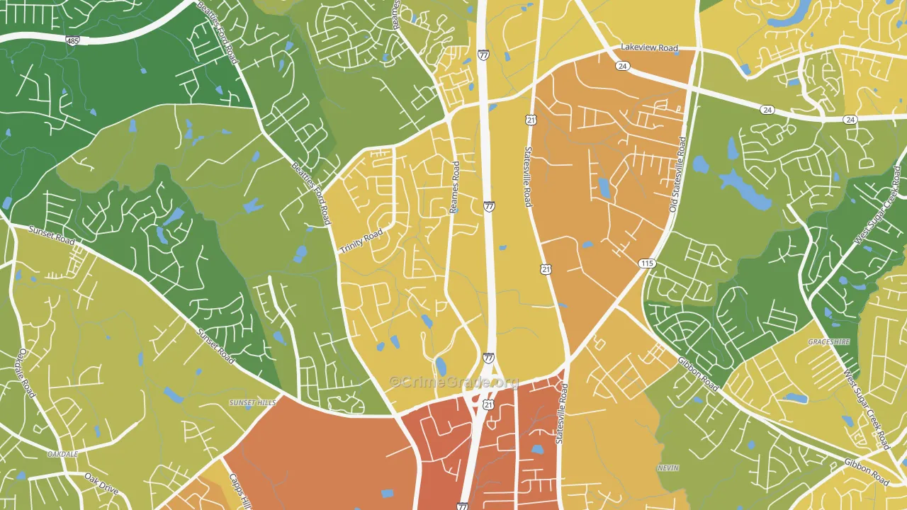 Beatties Ford-Trinity, Charlotte, NC Map of Vandalism Rates