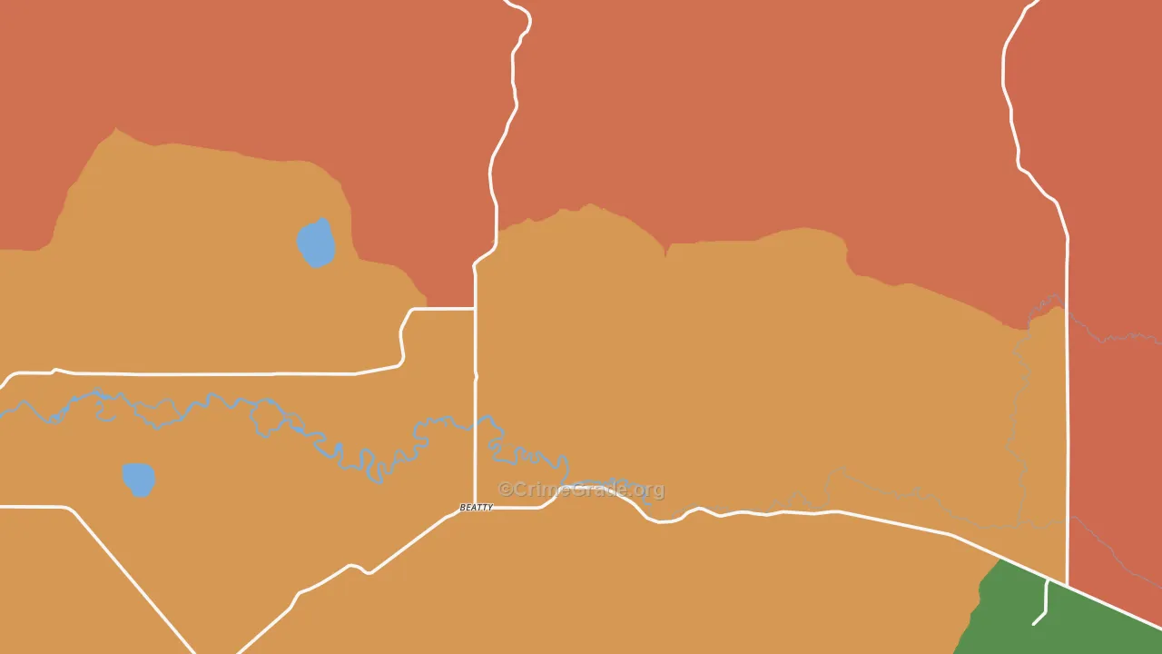 Beatty, OR Map of Vandalism Rates