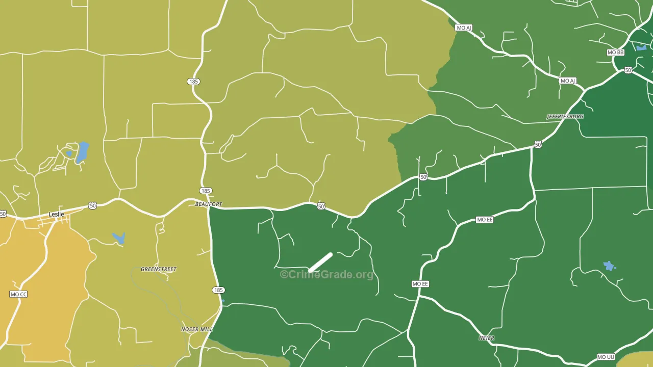 Beaufort, MO Map of Vandalism Rates