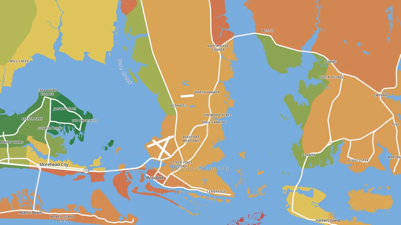 Beaufort, NC Map of Vandalism Rates