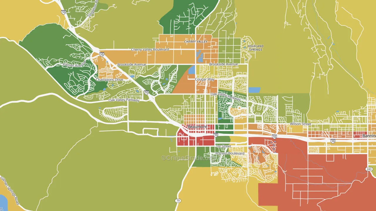 Beaumont, CA Map of Vandalism Rates