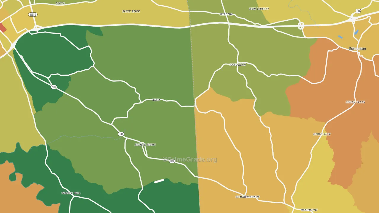 Beaumont, KY Map of Vandalism Rates