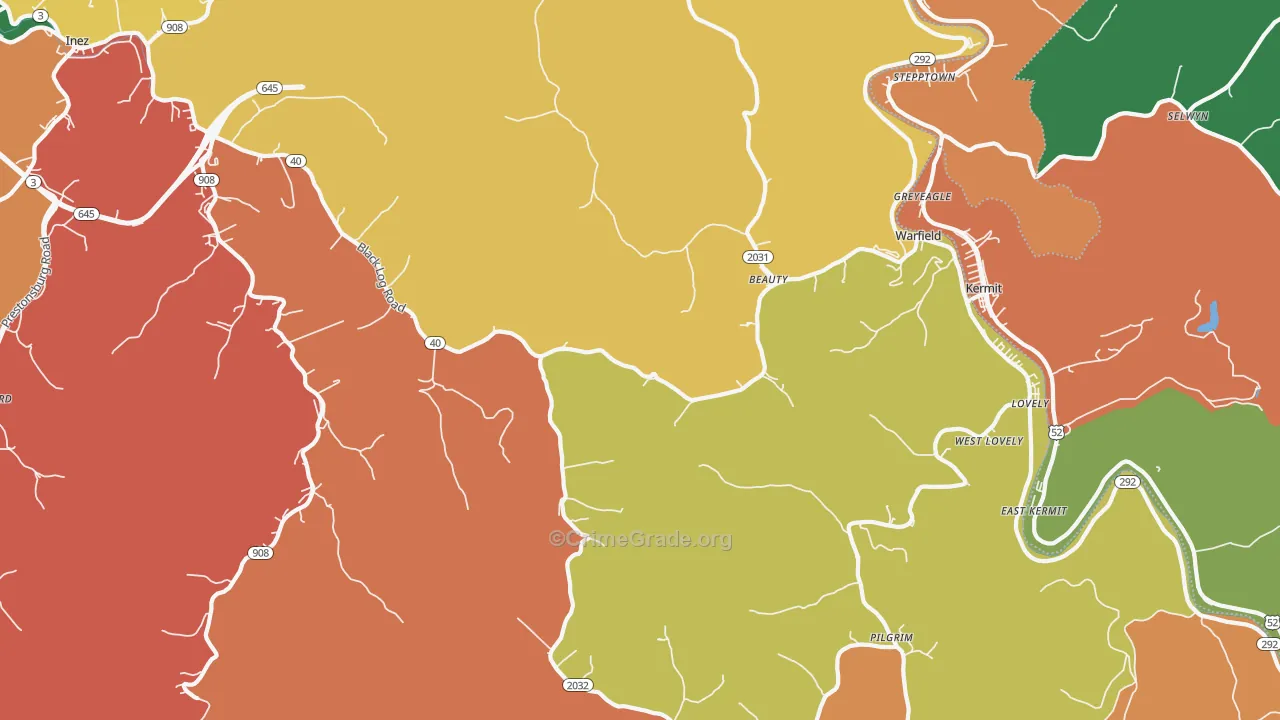 Beauty, KY Map of Vandalism Rates