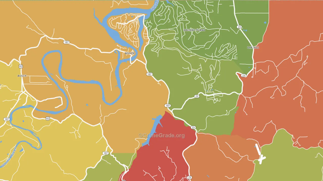 Beaver, AR Map of Vandalism Rates