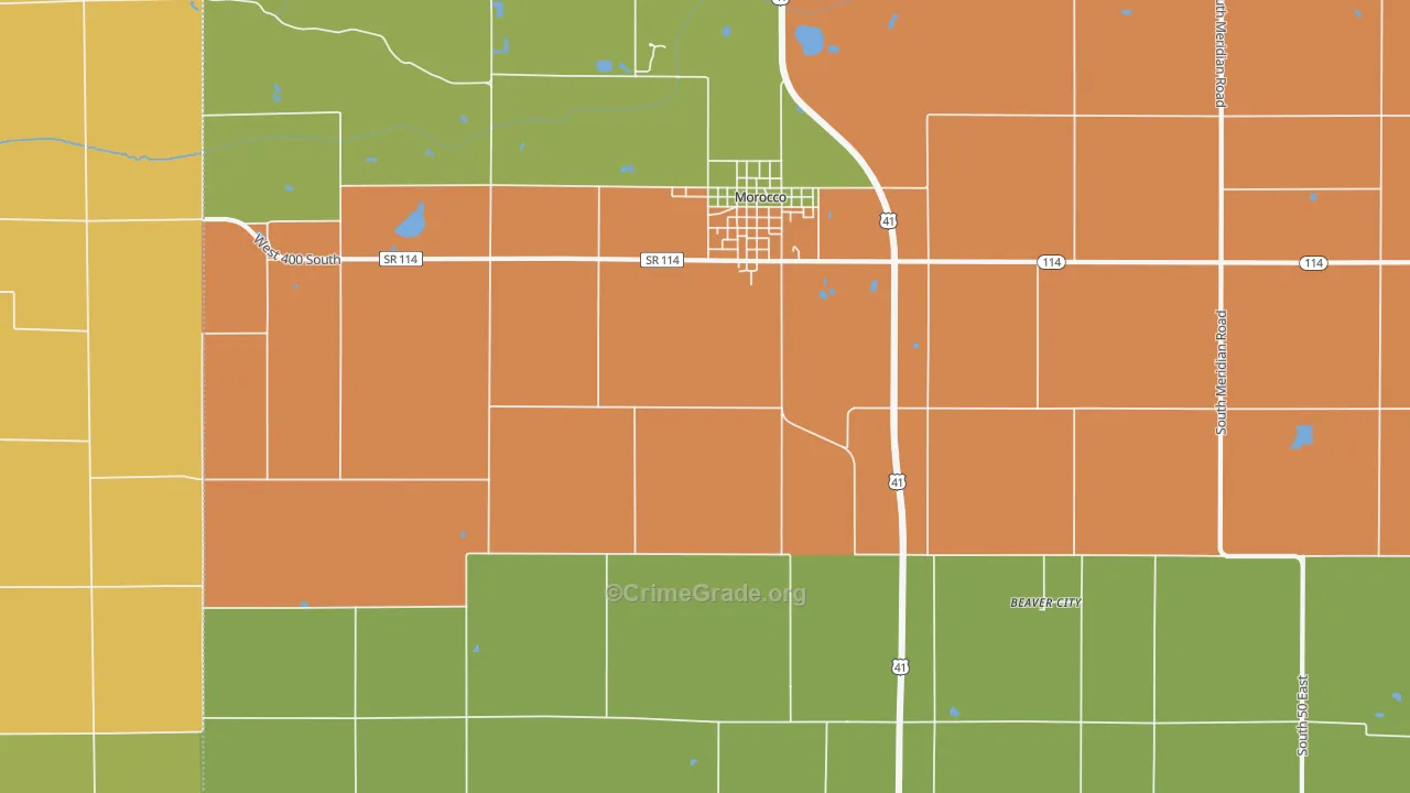Beaver City, IN Map of Vandalism Rates