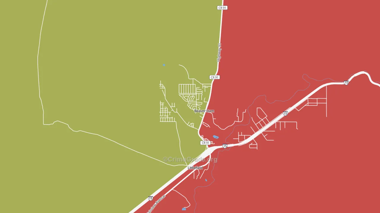 Beaver Dam, AZ Map of Vandalism Rates