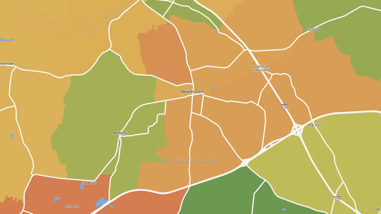 Beaver Dam, KY Map of Vandalism Rates