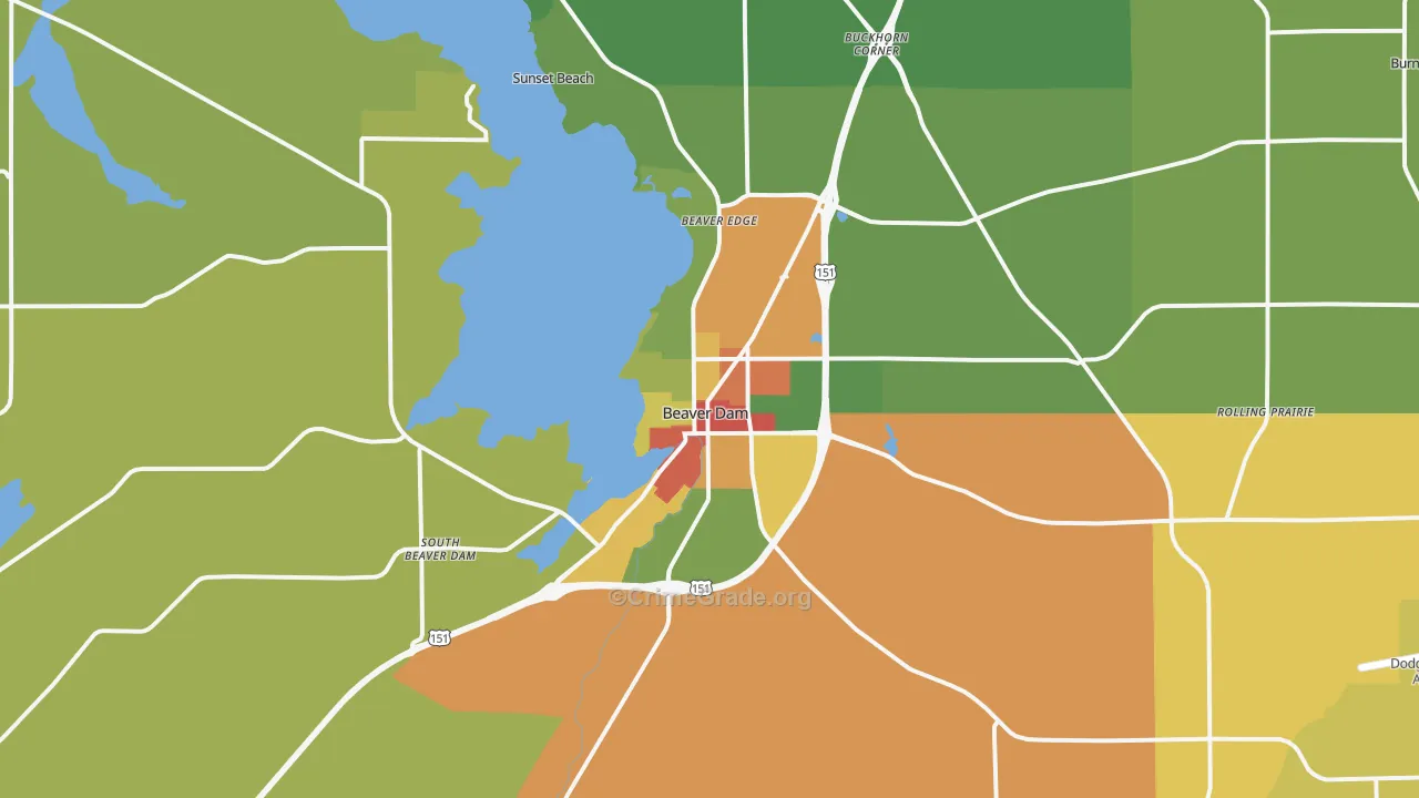 Beaver Dam, WI Map of Vandalism Rates