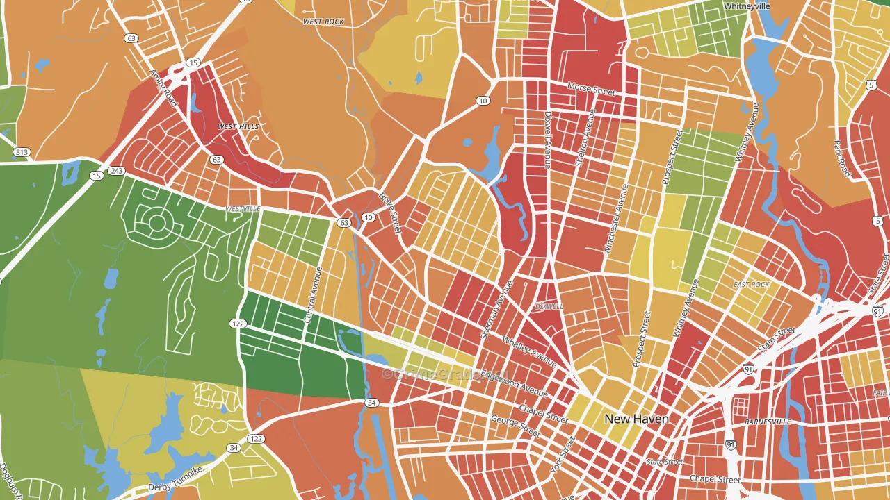 Beaver Hills, New Haven, CT Map of Vandalism Rates