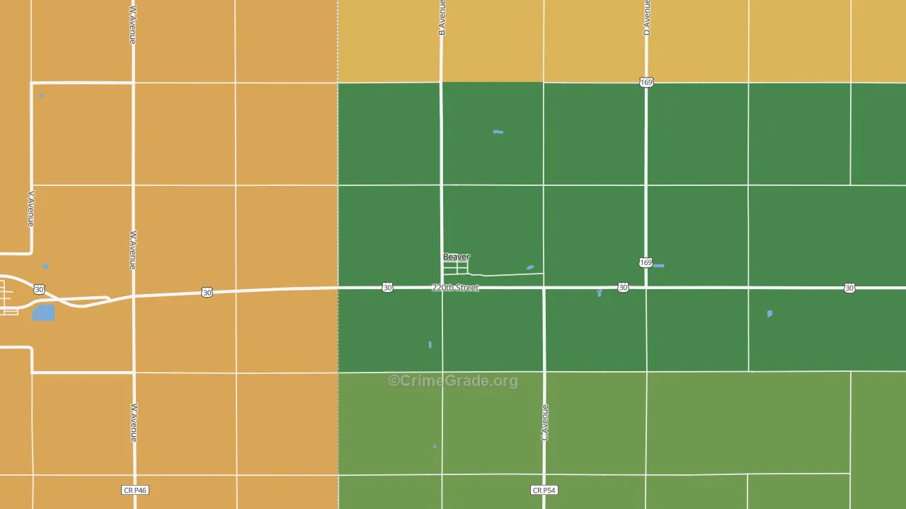 Beaver, IA Map of Vandalism Rates