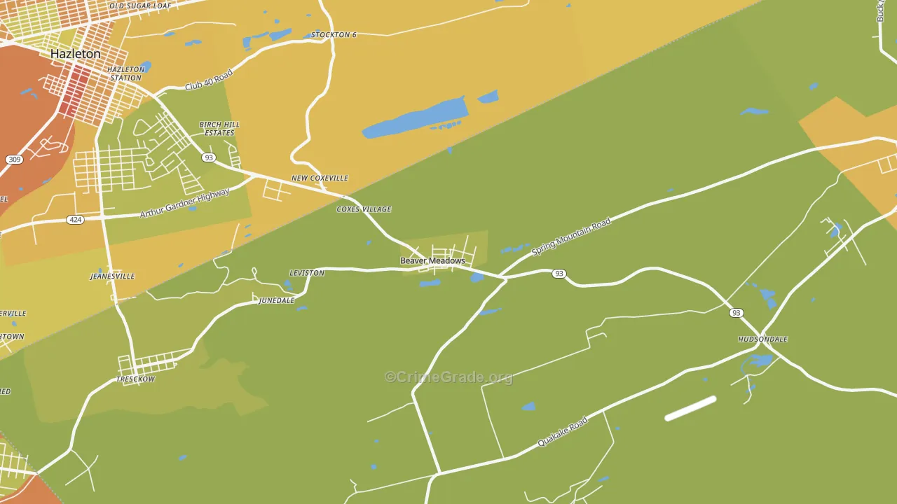 Beaver Meadows, PA Map of Vandalism Rates