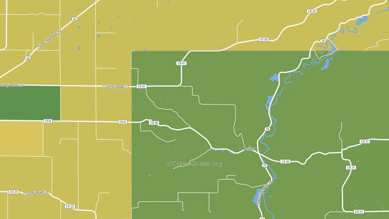 Beaver, MN Map of Vandalism Rates