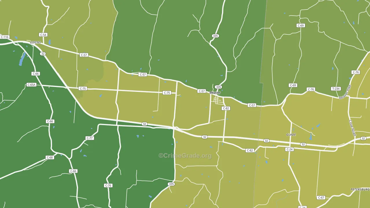 Beaver, OH Map of Vandalism Rates