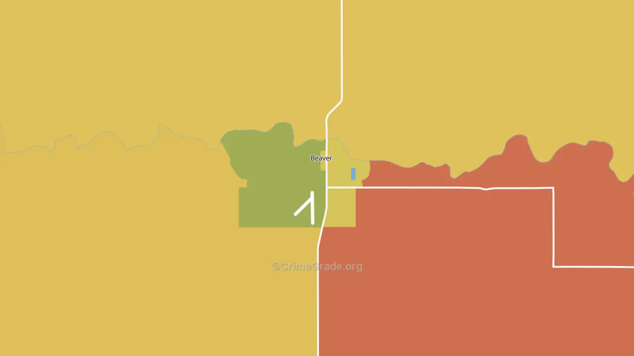 Beaver, OK Map of Vandalism Rates