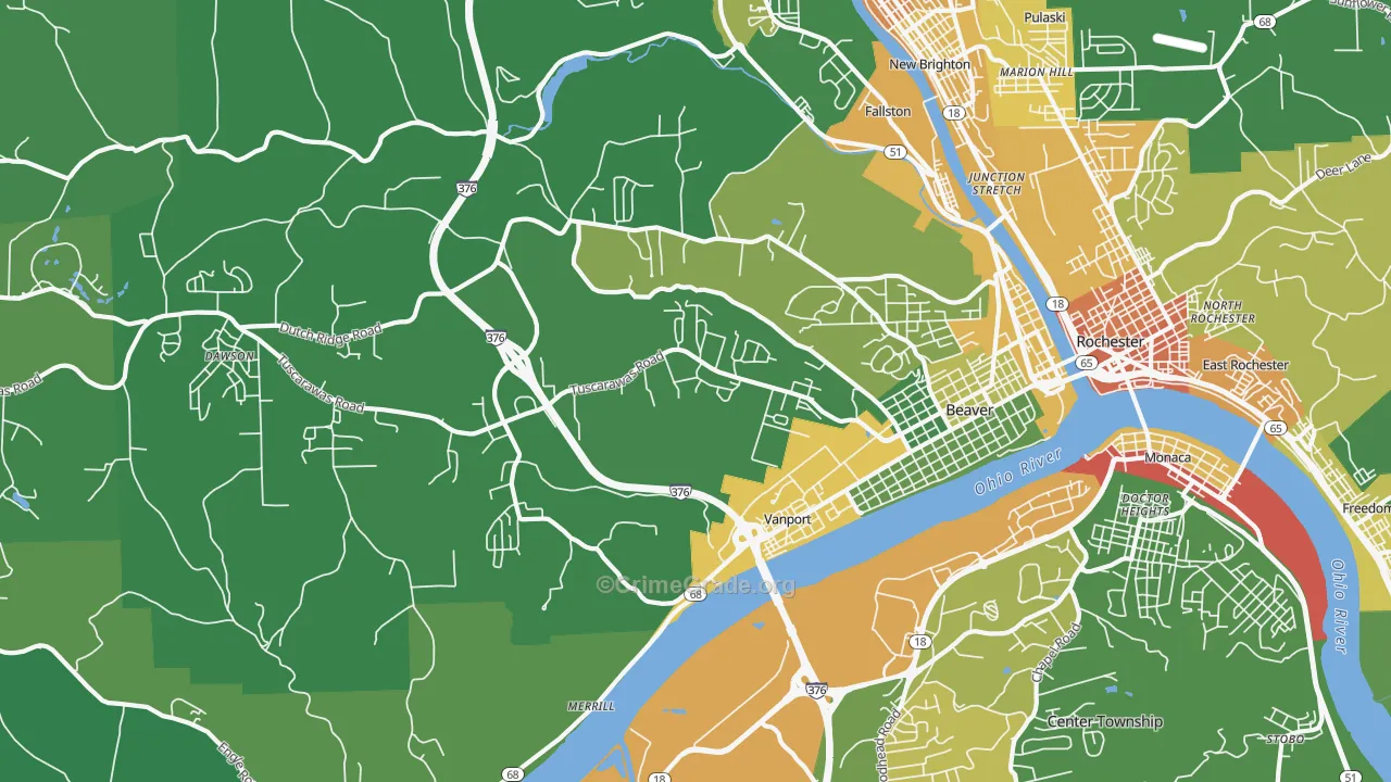 Beaver, PA Map of Vandalism Rates