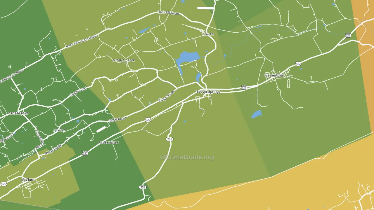 Beaver Springs, PA Map of Vandalism Rates