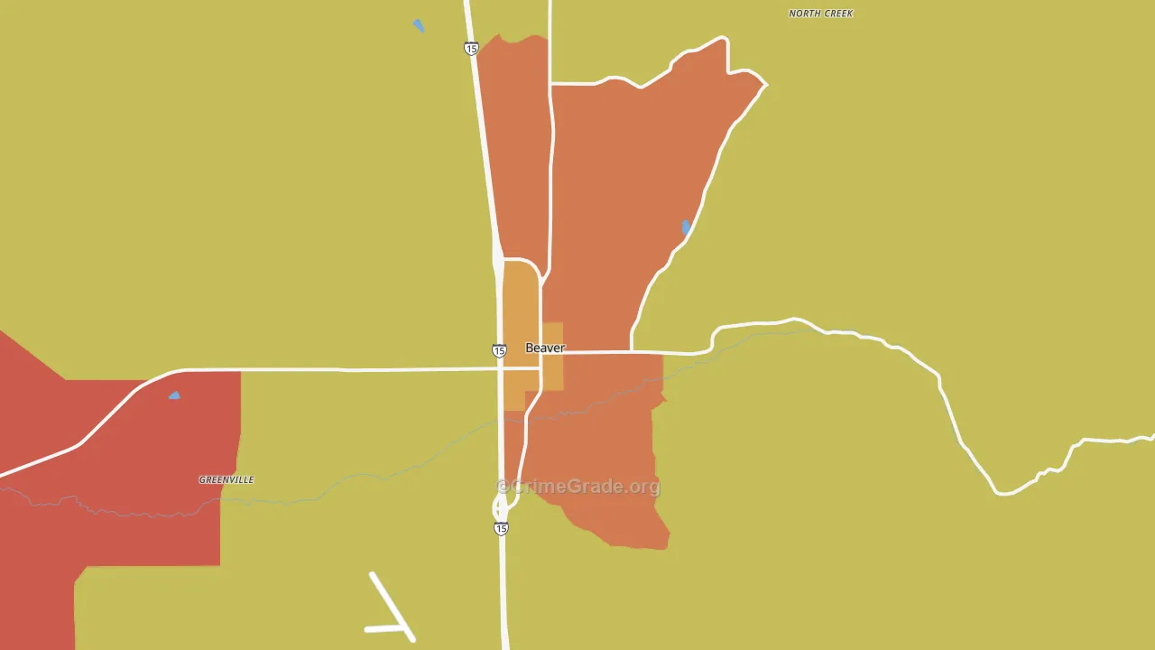 Beaver, UT Map of Vandalism Rates