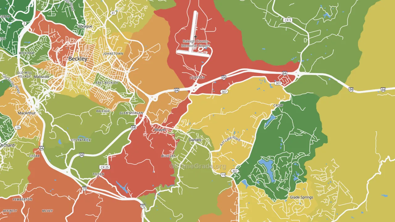 Beaver, WV Map of Vandalism Rates