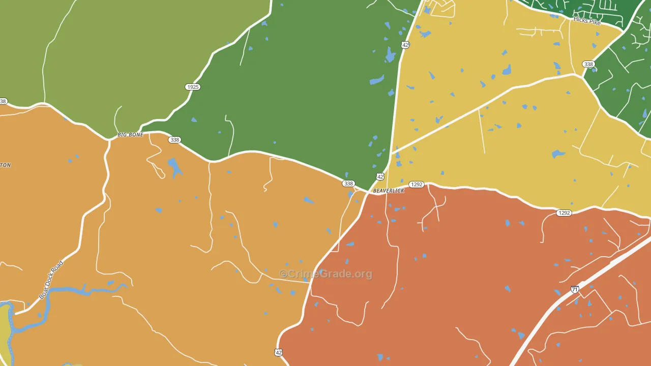 Beaverlick, KY Map of Vandalism Rates