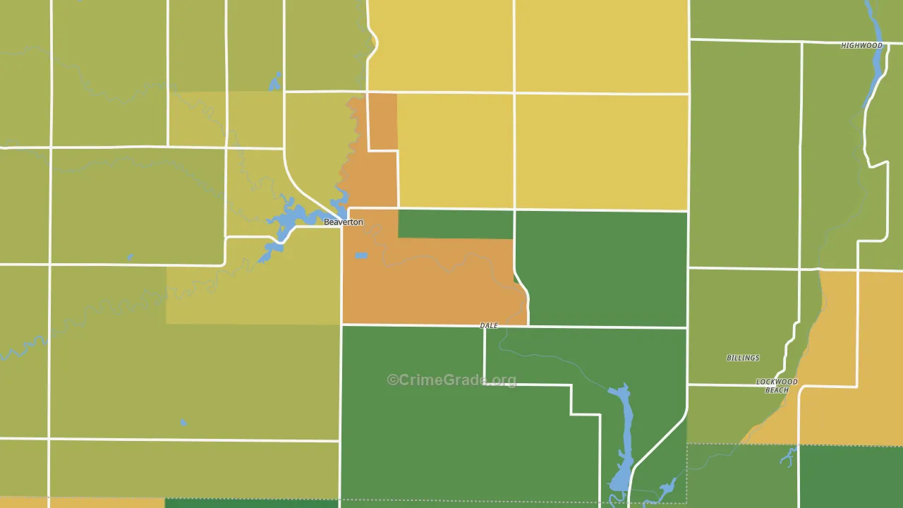 Beaverton, MI Map of Vandalism Rates