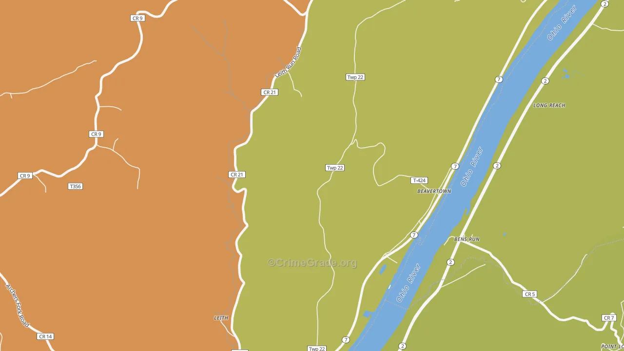 Beavertown, OH Map of Vandalism Rates